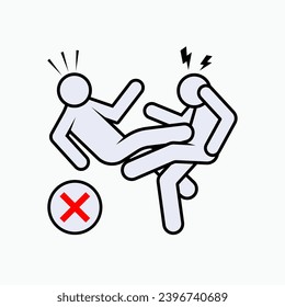 No Fighting Icon. Symbol More Be Patient. Never Cause Somebody Hurt - Vector.