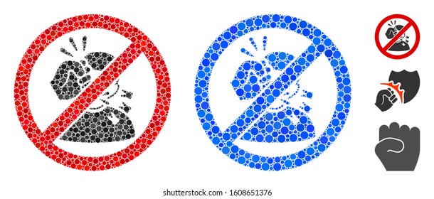 No fightning composition of small circles in different sizes and color hues, based on no fightning icon. Vector small circles are united into blue composition.