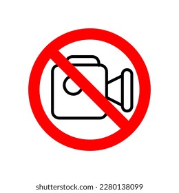 No filming glyph icon, prohibition and forbidden, no video sign vector on white background..eps