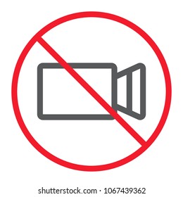 No filming line icon, prohibition and forbidden, no video sign vector graphics, a linear pattern on a white background, eps 10.