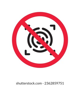 No fingerprint icon. Forbidden fingerprint icon. No scan vector sign. Prohibited scaning vector icon. Warning, caution, attention, restriction flat sign design. Do not scan fingerprint icon