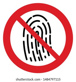  No Fingerprint vector. Not allow Fingerprint  sign. The red circle prohibiting sing 