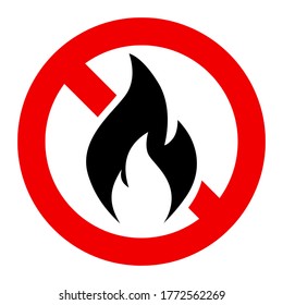 No fire allowed symbol vector flat style illustration icon isolated on white background - No flame symbol