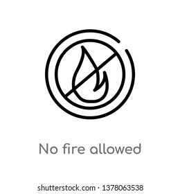 no fire allowed vector line icon. Simple element illustration. no fire allowed outline icon from signs concept. Can be used for web and mobile