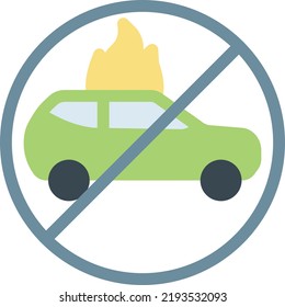 no fire car Vector illustration on a transparent background.Premium quality symbols.Stroke vector icon for concept and graphic design.