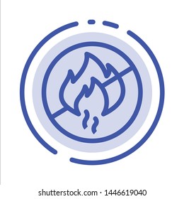 No Fire, No, Fire, Construction Blue Dotted Line Line Icon