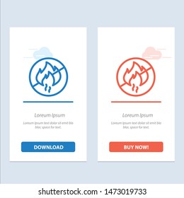 No Fire, No, Fire, Construction  Blue and Red Download and Buy Now web Widget Card Template