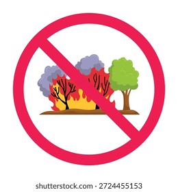 No hay señal de desastre de incendio, icono de prohibición de advertencia de desastre de incendio, no hay señal de incendio forestal, señal de incendio forestal prohibida

