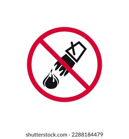 No extinción de incendios con señal de agua prohibida, pegatina redonda moderna prohibida, ilustración vectorial.