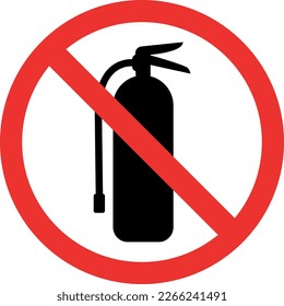 No fire extinguisher sign. Forbidden signs and symbols.