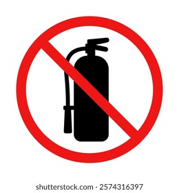 No Fire Extinguisher Sign on White Background