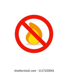 No Fire with Flame Icon Cancelled Flat Style Sign