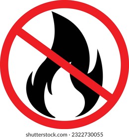 No Fire Flame Icon. Restriction Sign