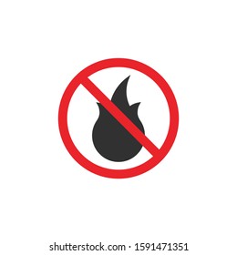 No Fire flame sign icon. Fire symbol. Stop fire. Escape from fire. Red prohibition sign. Stop symbol. Stock Vector illustration isolated on white background.