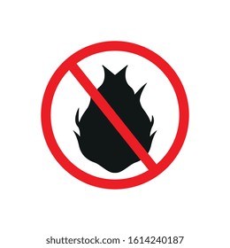 No Fire flame sign icon. Fire symbol. Stop fire. Escape from fire. Red prohibition sign.