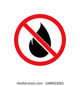 Kein Flammenzeichen einzeln auf weißem Hintergrund. Vektorillustration