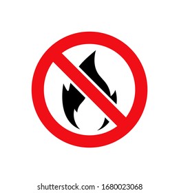 Kein Flammenzeichen einzeln auf weißem Hintergrund. Vektorillustration