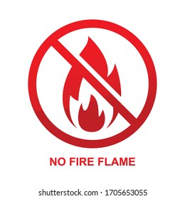 Kein Flammenzeichen einzeln auf weißem Hintergrund Vektorillustration
