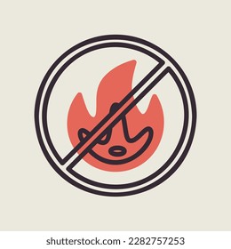 No hay icono aislado del vector de signo de llama de fuego. Símbolo de fuego. Detén el fuego. Escapar del fuego