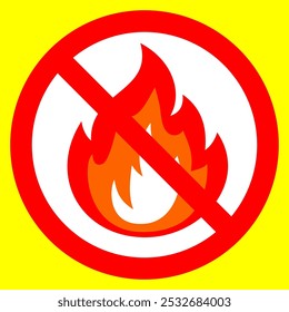 no fire or no flame sign. vector warning sign for no fire. can be used in gas station, oil tank, gas cylinder, office, industry, jungle, web, app, ui, construction site. hazard for inflammable liquid.