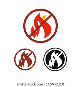 No fire and flame vector icon, prohibition and forbidden. Anti-inflammatory effect sign