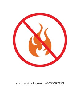 No hay peligro de advertencia de llama prohibido por el fuego Signo de advertencia de seguridad prohibido No se permite la llama. Diseño e ilustración de Vector de símbolos inflamables.