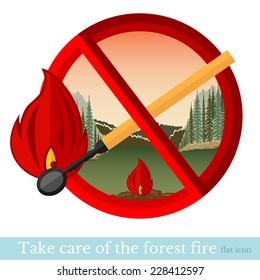 no fire in forest or park.red circle with match