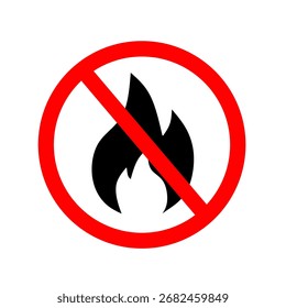 Kein Feuer-Symbol einfaches Symbol, Verbot und verboten, kein Flammenzeichen, Vektorgrafik-Illustration.