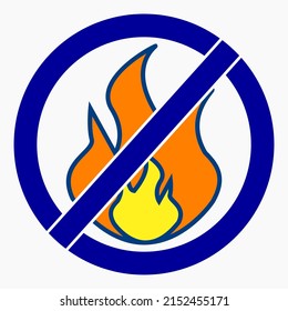 No fire icon. Dangerous fire. Fire prohibition. Flammable. Vector icon.