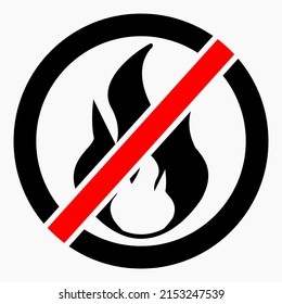 No fire icon. Dangerous fire. Fire prohibition. Flammable. Vector icon.