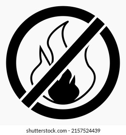 No fire icon. Dangerous fire. Fire prohibition. Flammable. Vector icon.