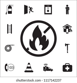 no fire icon. Detailed set of fire guard icons. Premium quality graphic design sign. One of the collection icons for websites, web design, mobile app