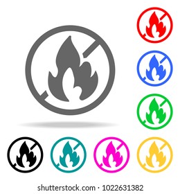 no fire icon. Element firefighters multi colored icons for mobile concept and web apps. Icon for website design and development, app development. Premium icon on white background