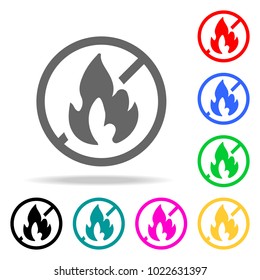 no fire icon. Element firefighters multi colored icons for mobile concept and web apps. Icon for website design and development, app development. Premium icon on white background