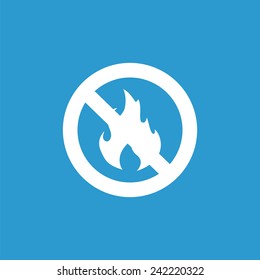 no fire icon, isolated, white on the blue background. Exclusive Symbols 