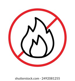 No fire icon linear logo mark in black and white