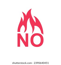 No hay icono de fuego. No glifo de color de llama. La señal de prohibición no prende fuego. Diseño plano de ilustración vectorial. Aislado sobre fondo blanco.