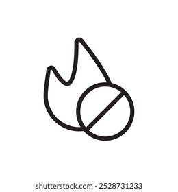 No fire icon Outline vector for web ui