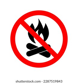 No fire icon. Red ban of flame sign. Vector illustration. Make a fire is prohibited.eps