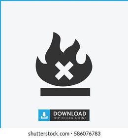 no fire icon. Simple filled no fire icon. On white background.