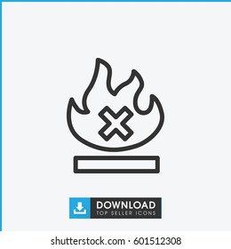 no fire icon. simple outline no fire vector icon. on white background.