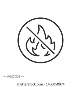 No Fire Icon, Stop Flame, Outline Sign, No Burn, Safety Thin Line Symbol On White Background - Editable Stroke Vector Illustration Eps10