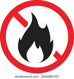 No Fire icon symbol, No flame, design in trendy style. Vector