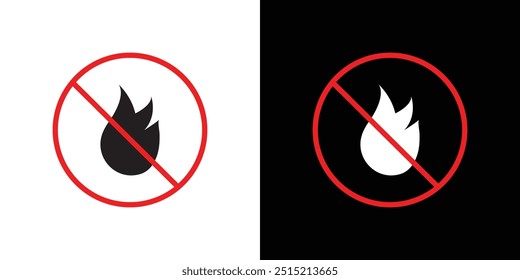 No fire icon Thin line flat illustration