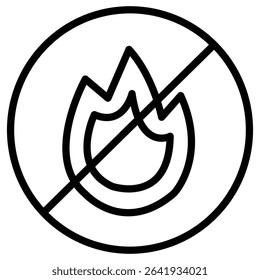 No fire icon Thin line vector design