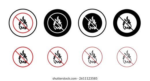 No fire icon Vector flat thin line illustration