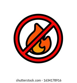 No fire icon, vector illustration. Flat design style. vector no fire icon illustration isolated on white, no fire icon Eps10. no fire icons graphic design vector symbols.