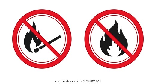 No fire and ignition sign. Red prohibitation signs vector image