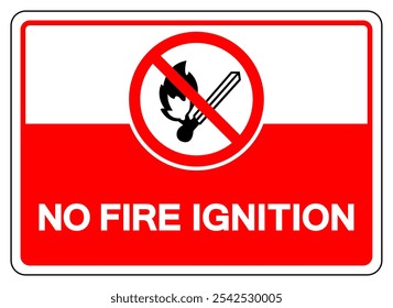 Ninguna señal del símbolo de la ignición del fuego, Ilustración vectorial, aislado en la etiqueta blanca del fondo.EPS10