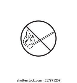 no fire line icon, no open flame prohibited sign, vector graphics, a linear pattern on a white background, eps 10.